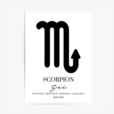 Tableau Signe Astrologique Personnalisé Scorpion