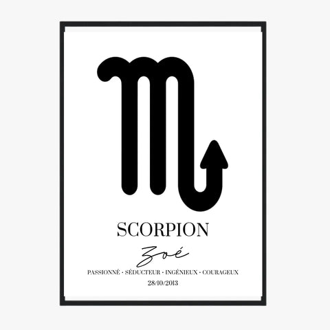 Tableau Signe Astrologique Personnalisé Scorpion