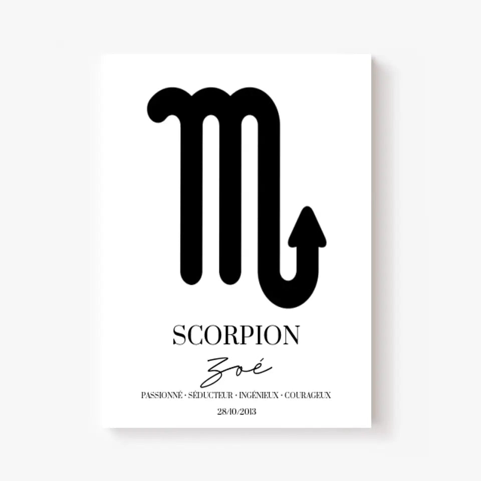Tableau Signe Astrologique Personnalisé Scorpion