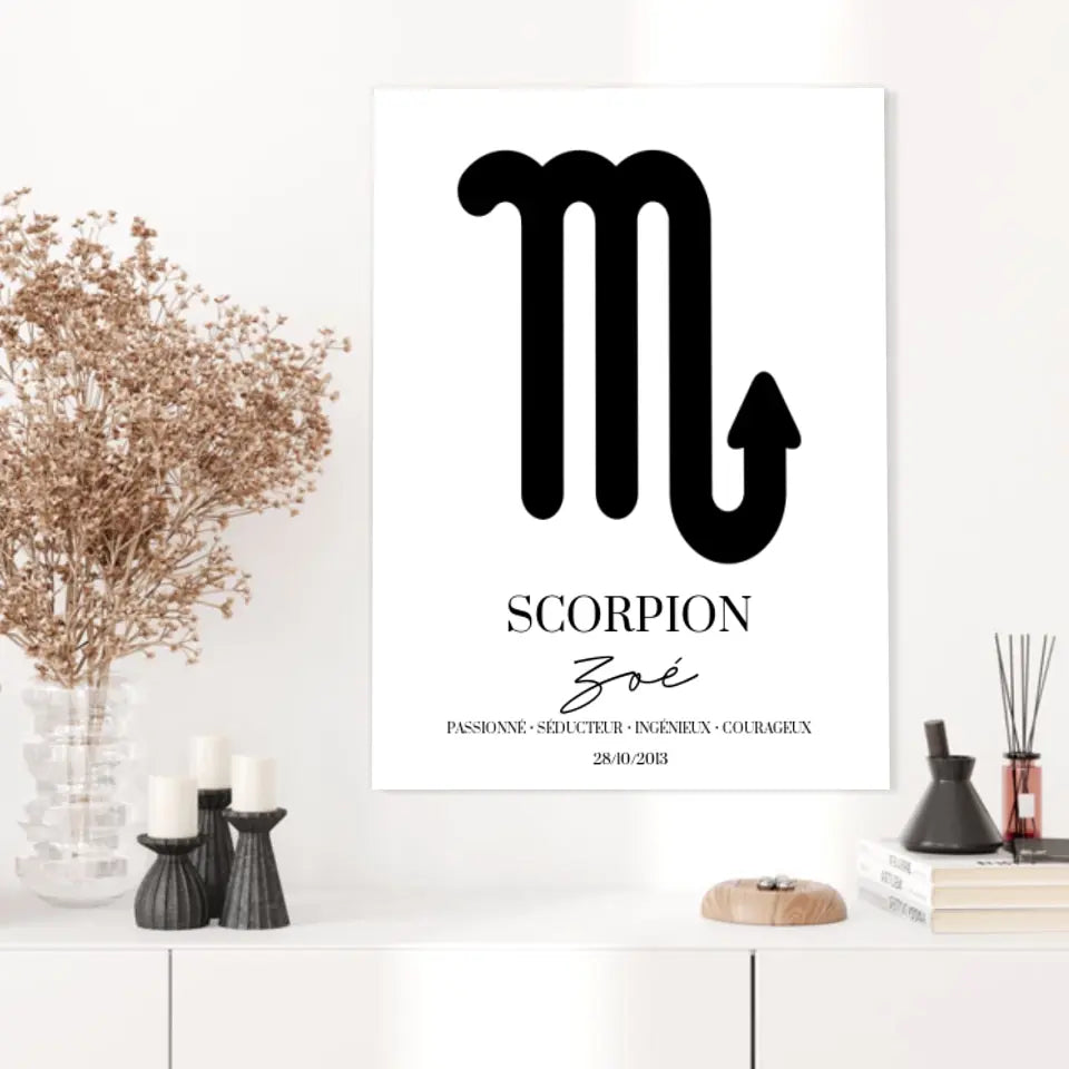 Tableau Signe Astrologique Personnalisé Scorpion