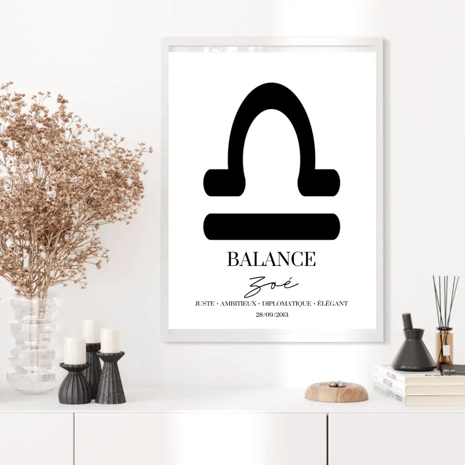 Tableau Signe Astrologique Personnalisé Balance