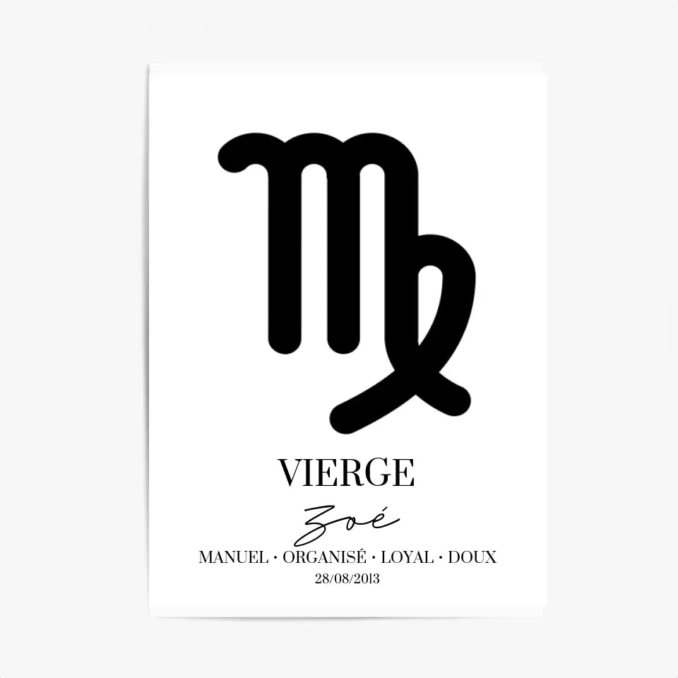 Tableau Signe Astrologique Personnalisé Vierge