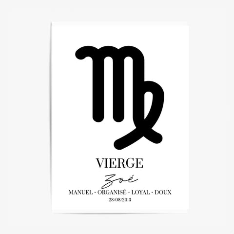 Tableau Signe Astrologique Personnalisé Vierge