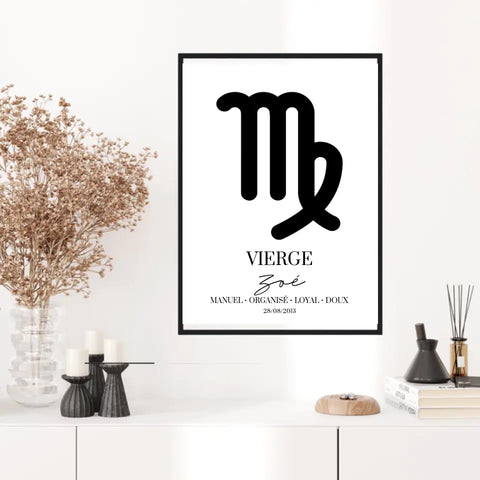 Tableau Signe Astrologique Personnalisé Vierge