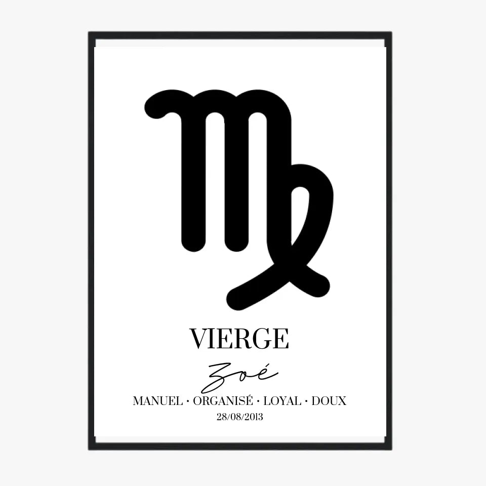Tableau Signe Astrologique Personnalisé Vierge
