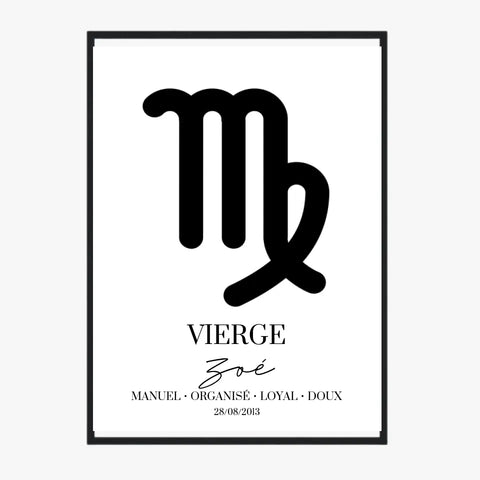 Tableau Signe Astrologique Personnalisé Vierge