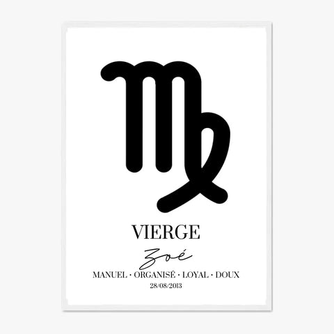 Tableau Signe Astrologique Personnalisé Vierge