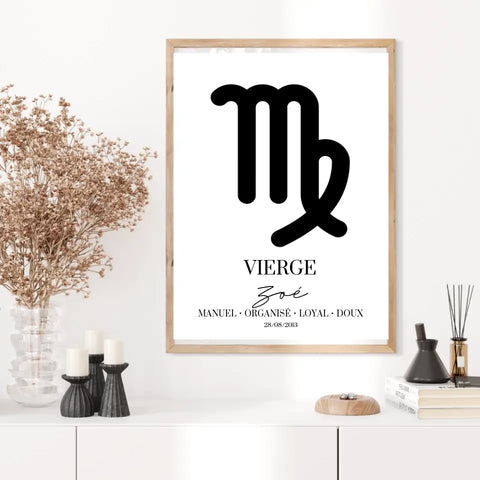 Tableau Signe Astrologique Personnalisé Vierge