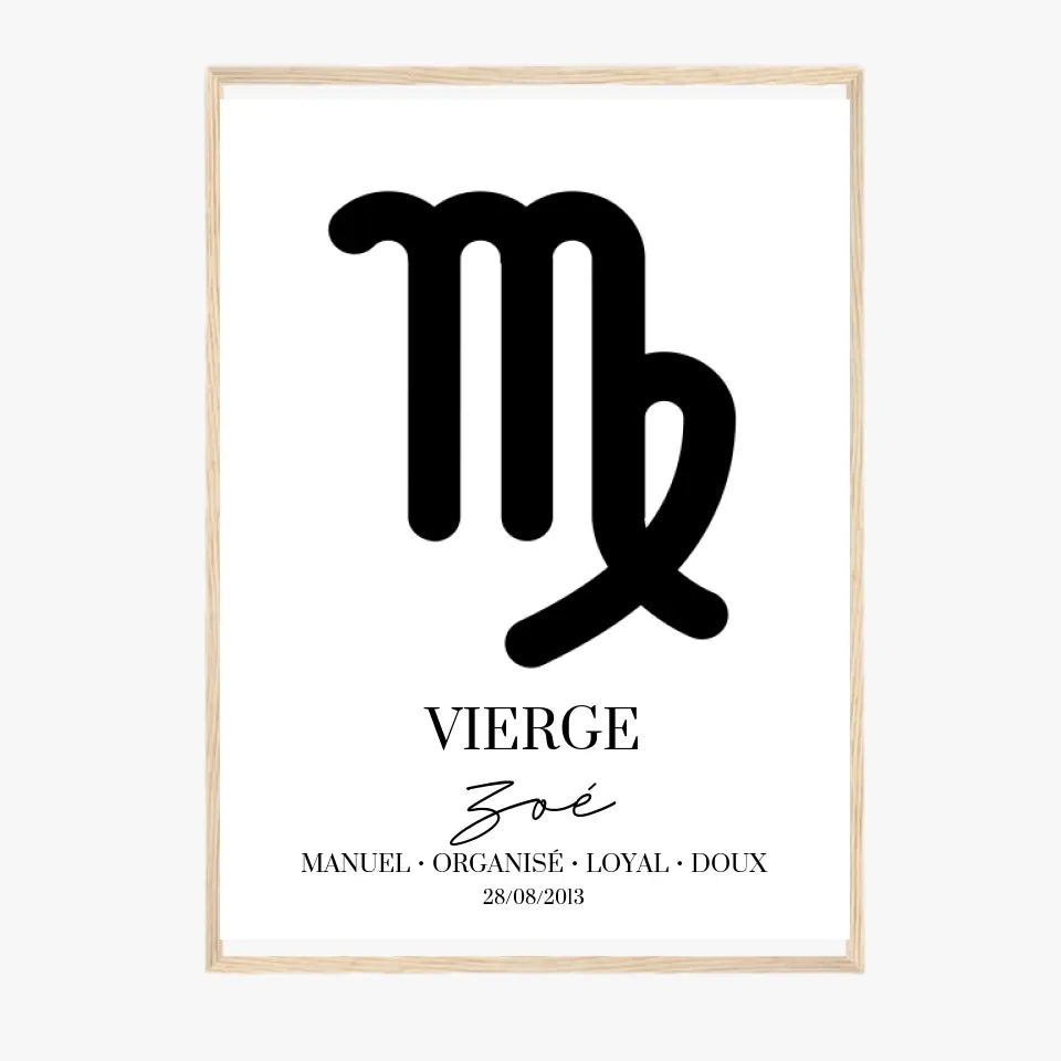 Tableau Signe Astrologique Personnalisé Vierge