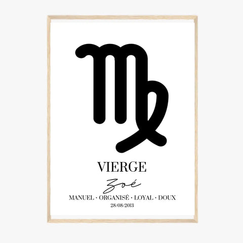 Tableau Signe Astrologique Personnalisé Vierge
