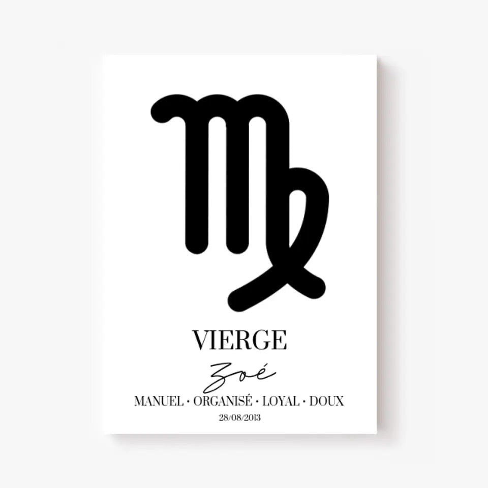 Tableau Signe Astrologique Personnalisé Vierge
