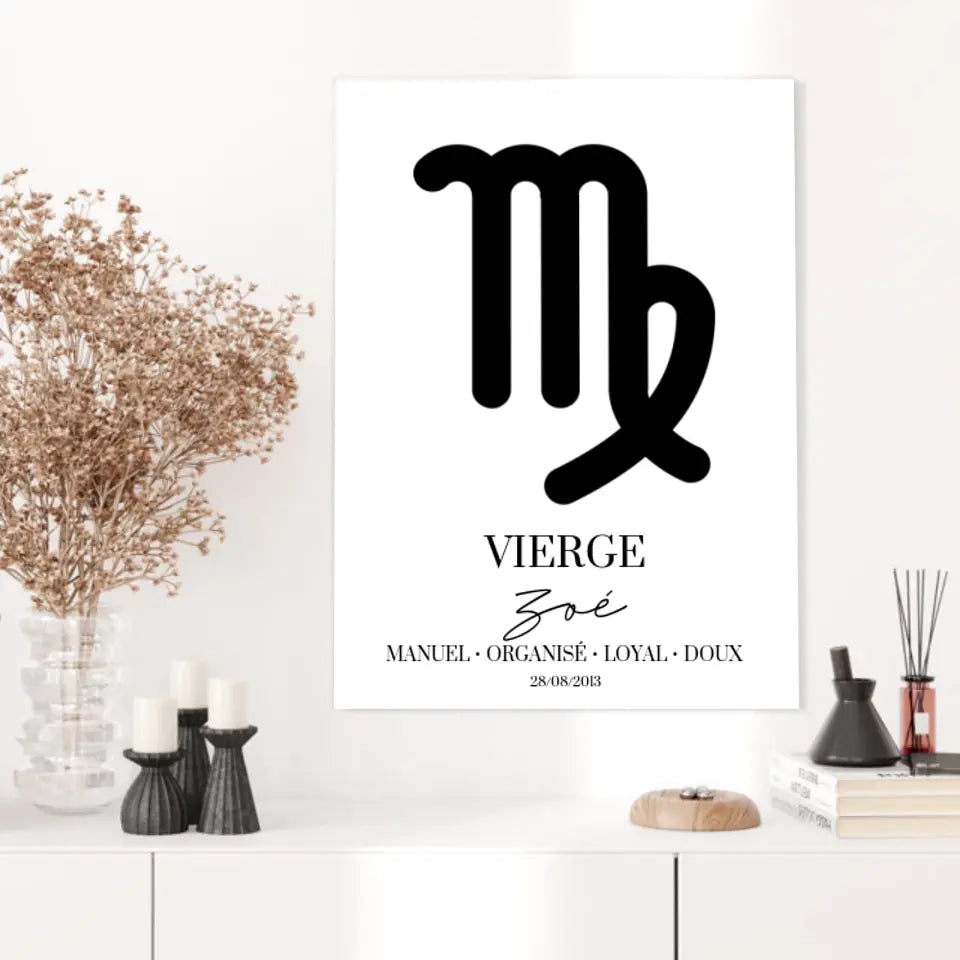 Tableau Signe Astrologique Personnalisé Vierge