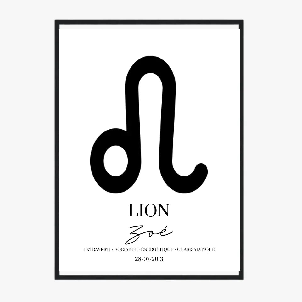 Tableau Signe Astrologique Personnalisé Lion
