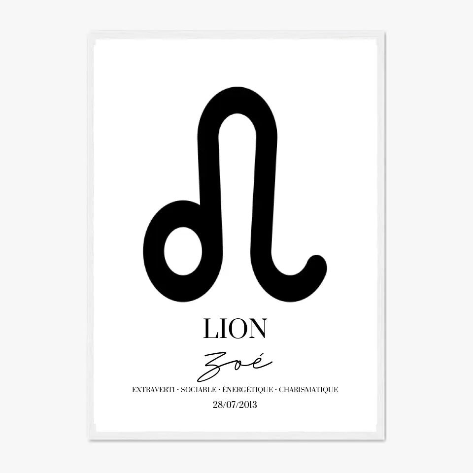Tableau Signe Astrologique Personnalisé Lion