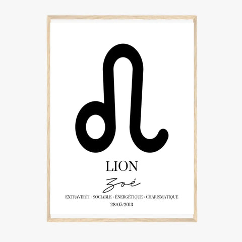 Tableau Signe Astrologique Personnalisé Lion