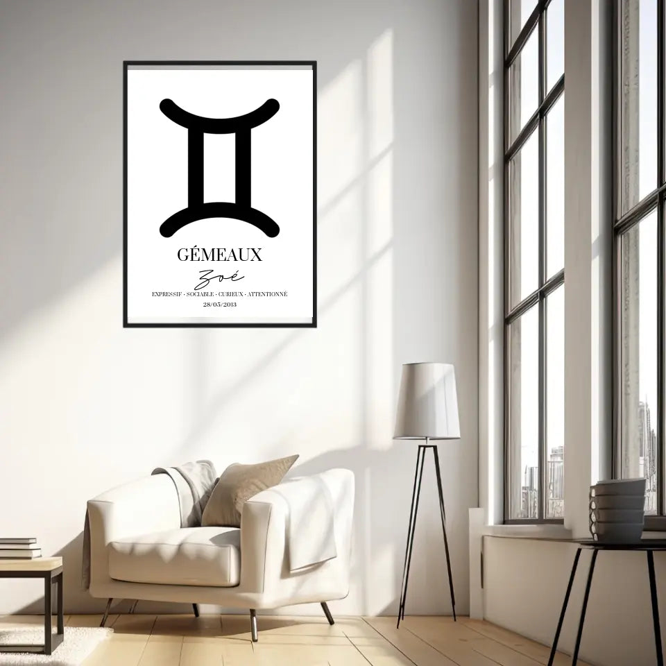 Tableau Signe Astrologique Personnalisé Gémeaux