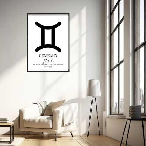 Tableau Signe Astrologique Personnalisé Gémeaux