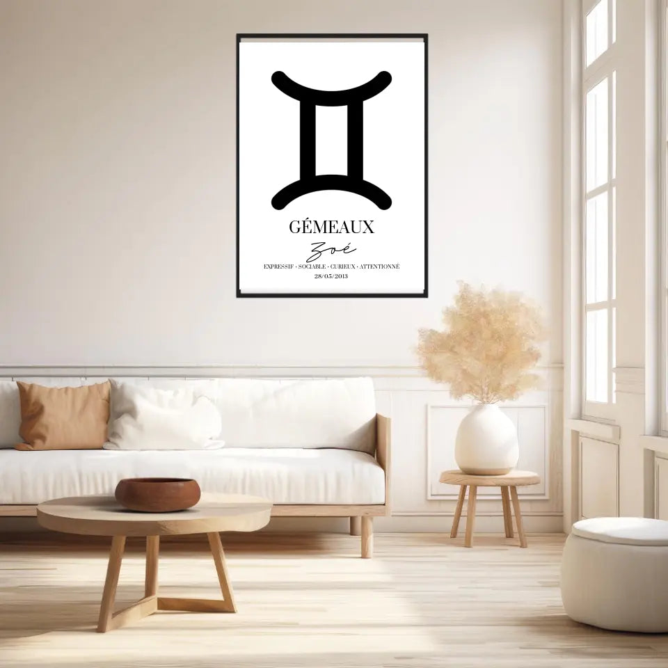 Tableau Signe Astrologique Personnalisé Gémeaux