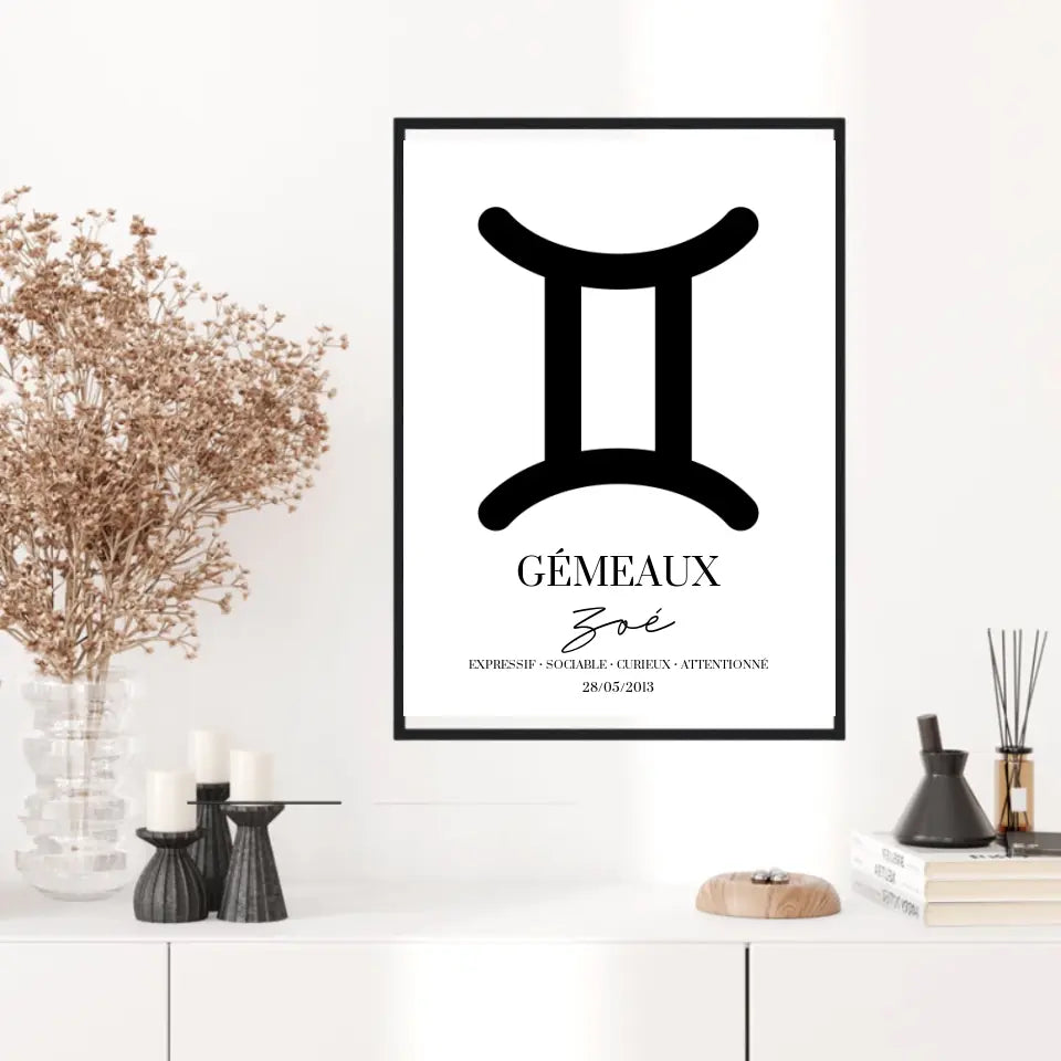 Tableau Signe Astrologique Personnalisé Gémeaux