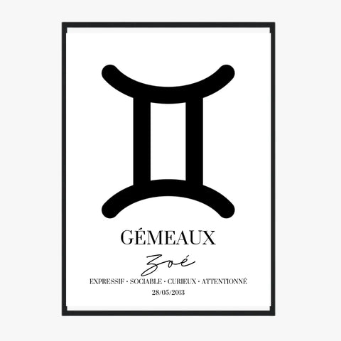 Tableau Signe Astrologique Personnalisé Gémeaux