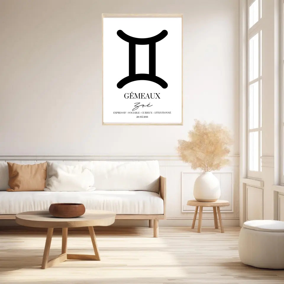Tableau Signe Astrologique Personnalisé Gémeaux