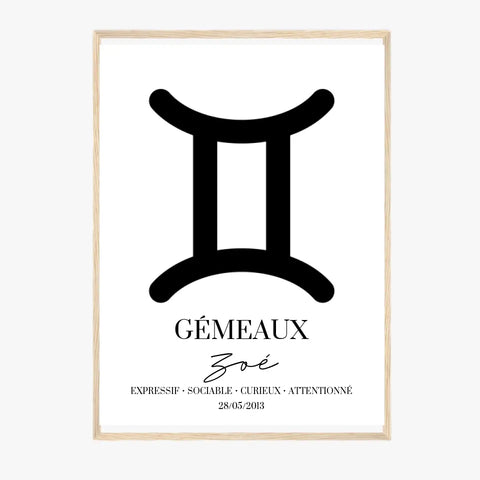 Tableau Signe Astrologique Personnalisé Gémeaux