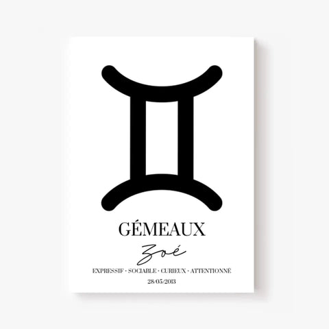 Tableau Signe Astrologique Personnalisé Gémeaux