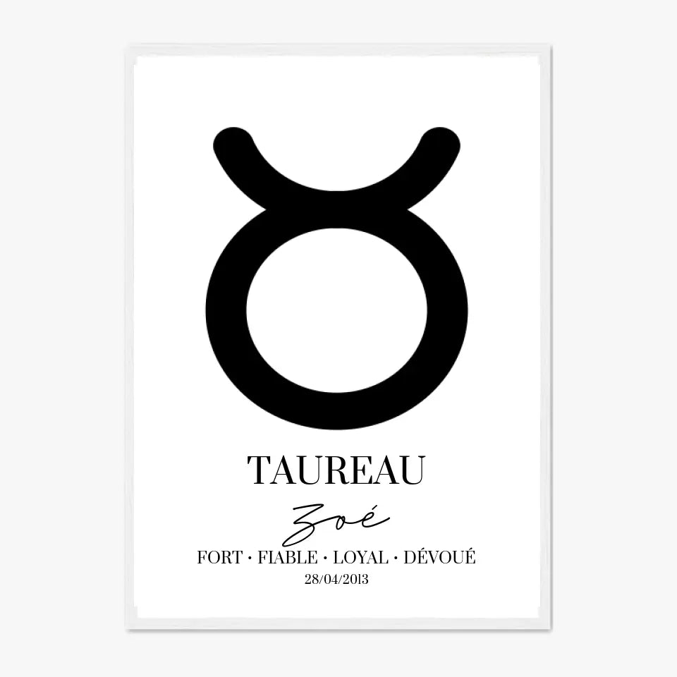 Tableau Signe Astrologique Personnalisé Taureau