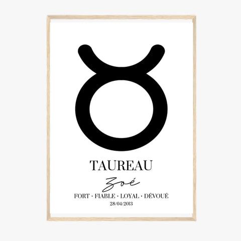 Tableau Signe Astrologique Personnalisé Taureau