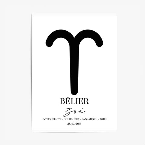 Tableau Signe Astrologique Personnalisé Bélier