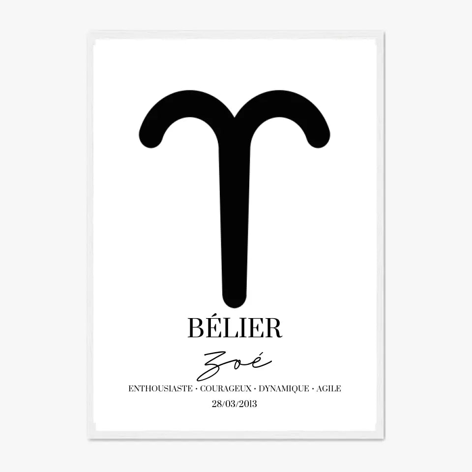 Tableau Signe Astrologique Personnalisé Bélier