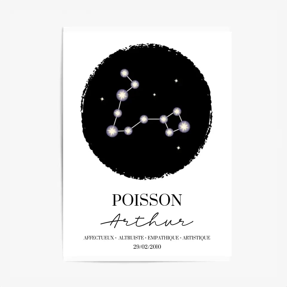 Tableau Personnalisé Signe Astrologique étoiles Poisson