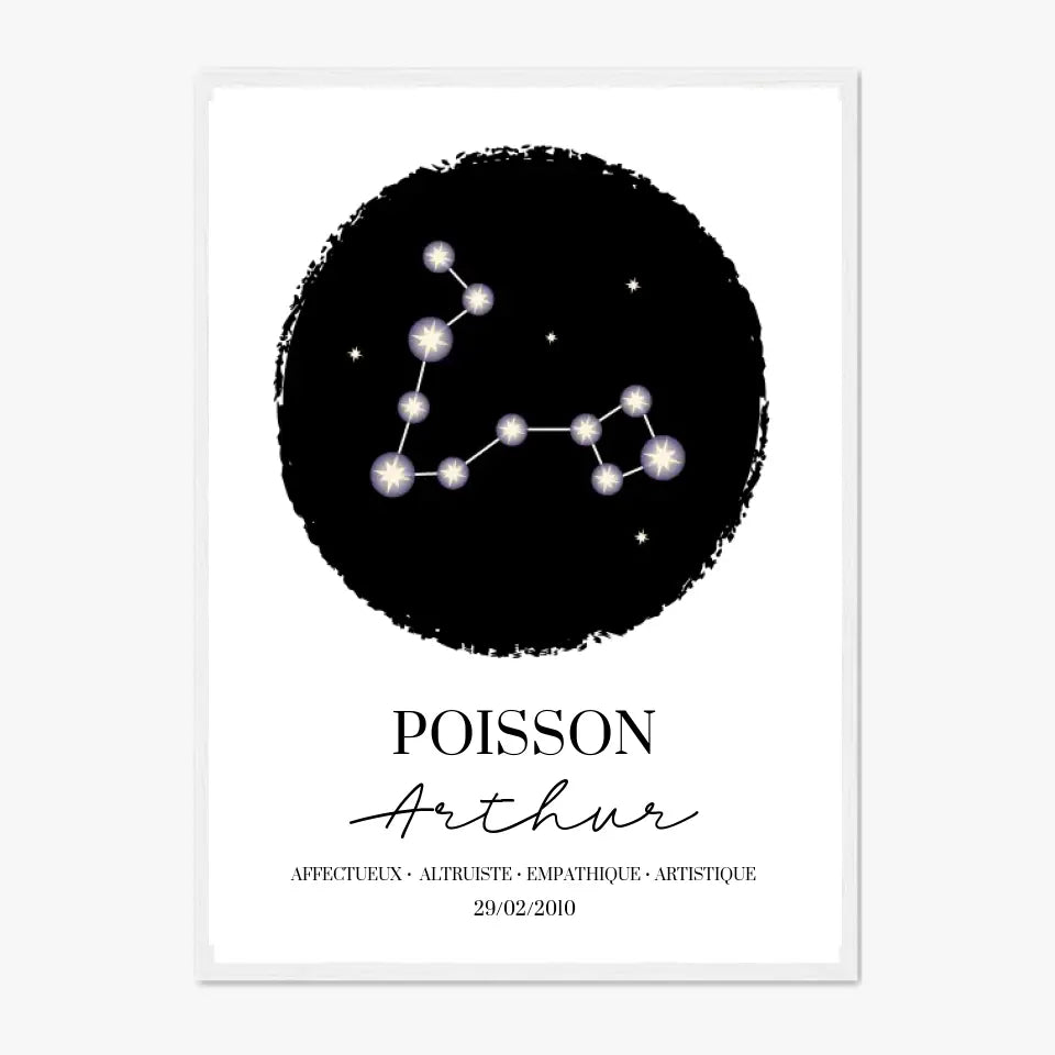 Tableau Personnalisé Signe Astrologique étoiles Poisson