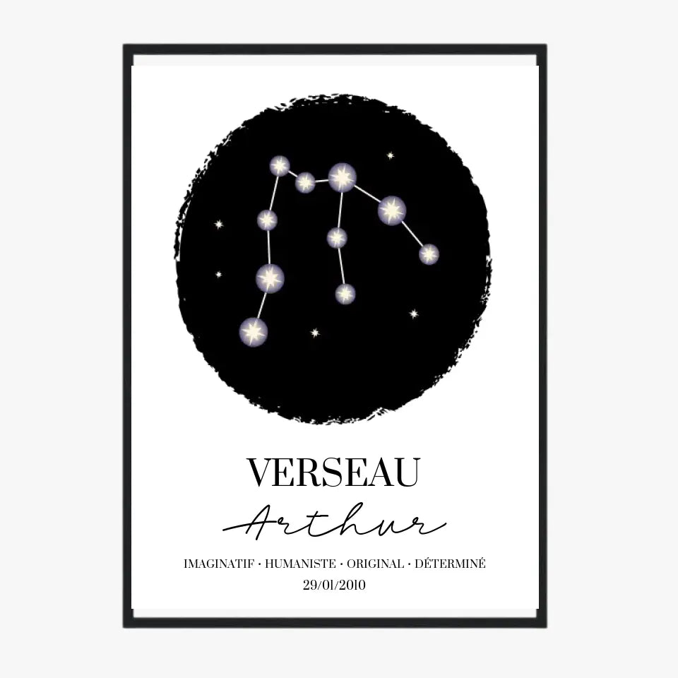 Tableau Personnalisé Signe Astrologique étoiles Verseau