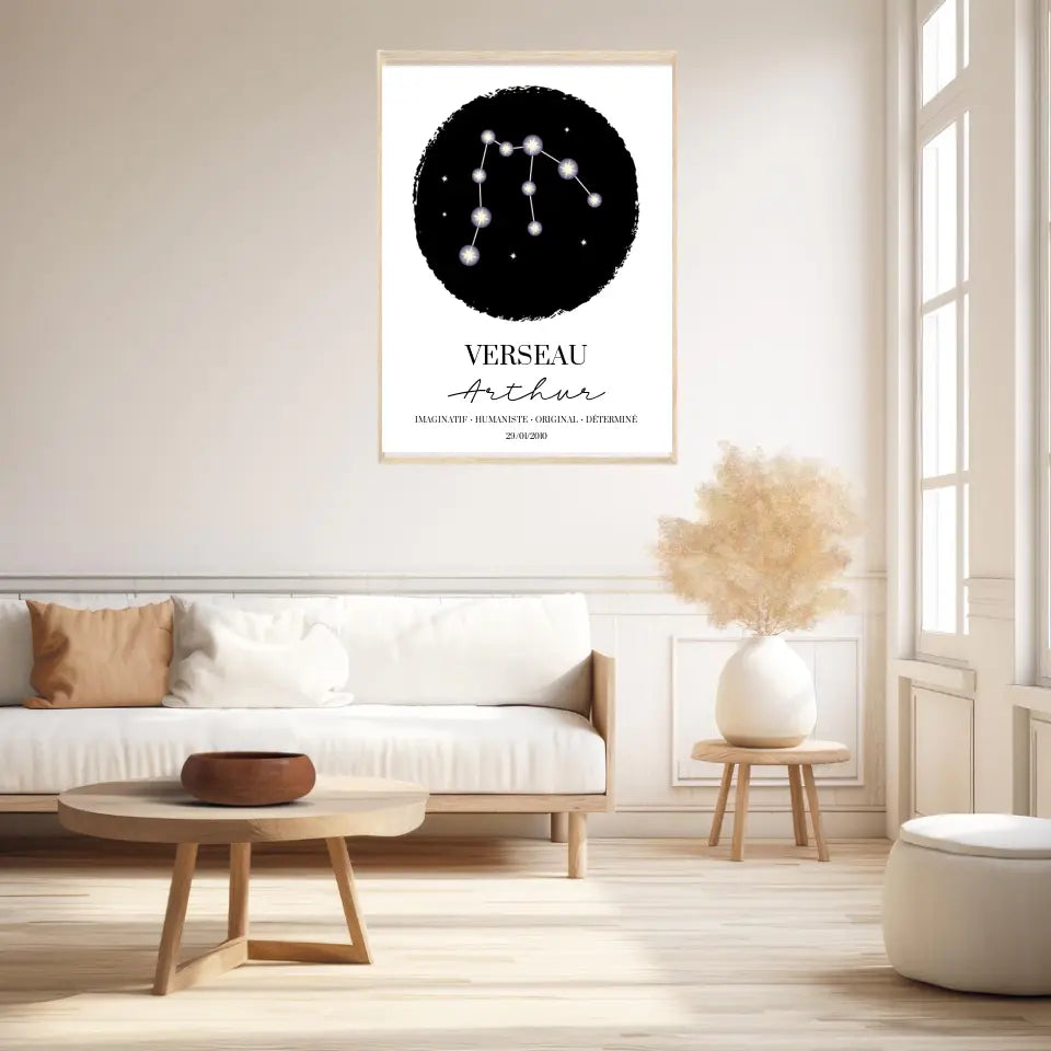 Tableau Personnalisé Signe Astrologique étoiles Verseau