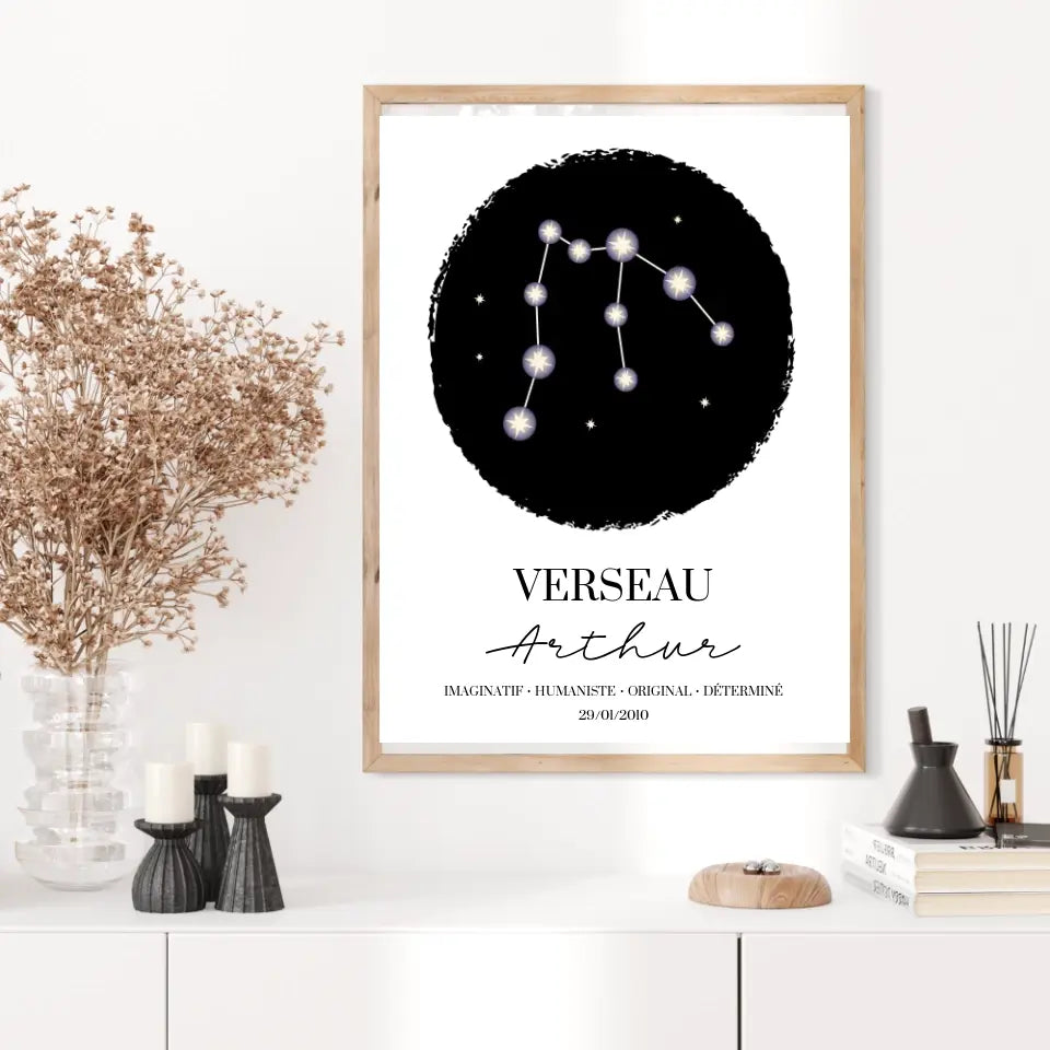 Tableau Personnalisé Signe Astrologique étoiles Verseau