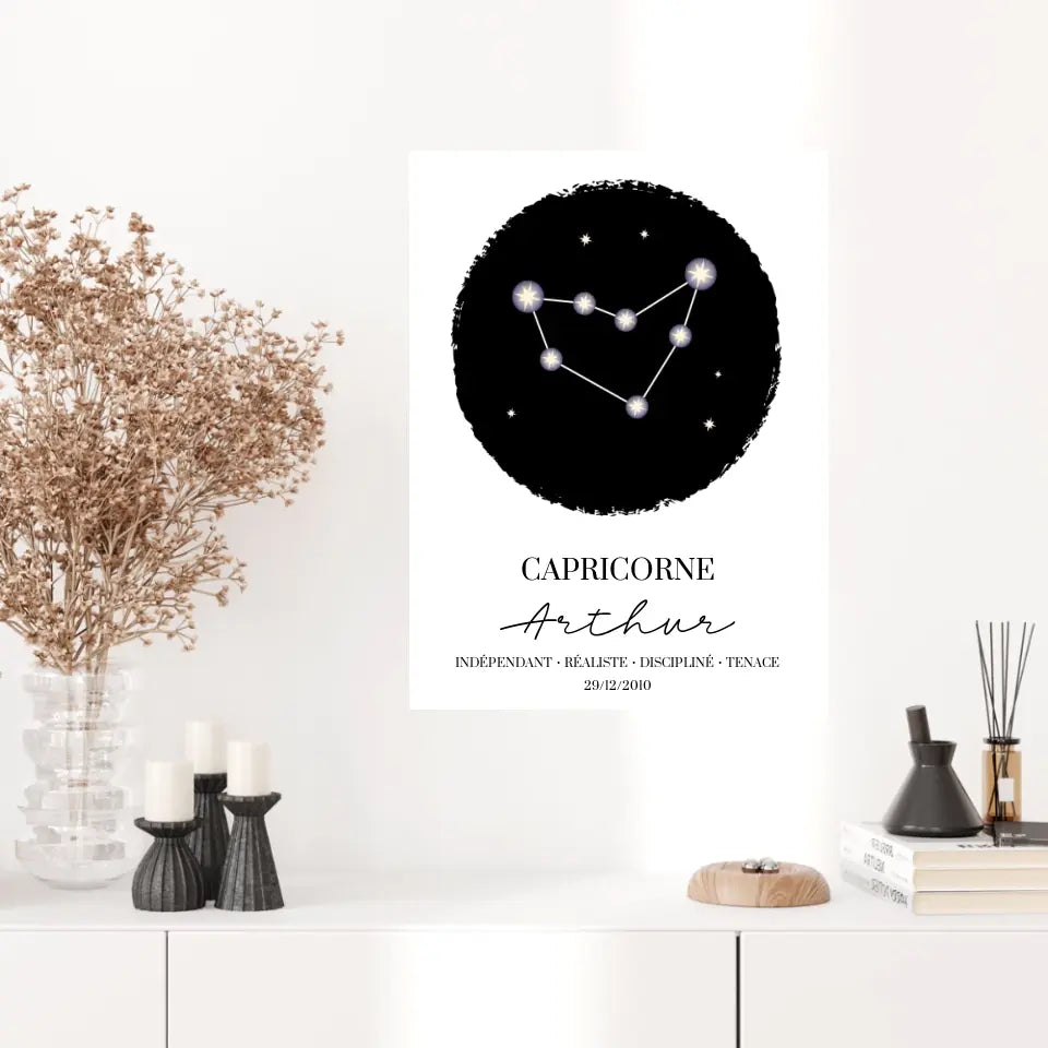 Tableau Personnalisé Signe Astrologique étoiles Capricorne