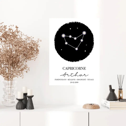 Tableau Personnalisé Signe Astrologique étoiles Capricorne