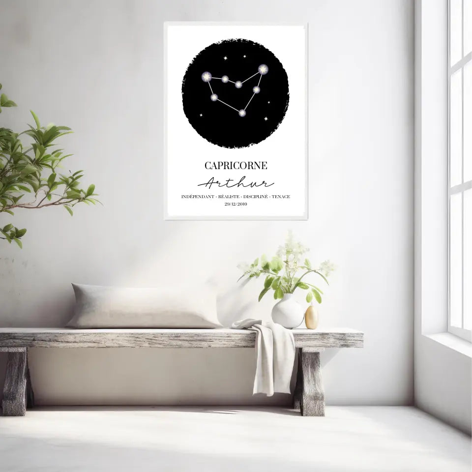 Tableau Personnalisé Signe Astrologique étoiles Capricorne