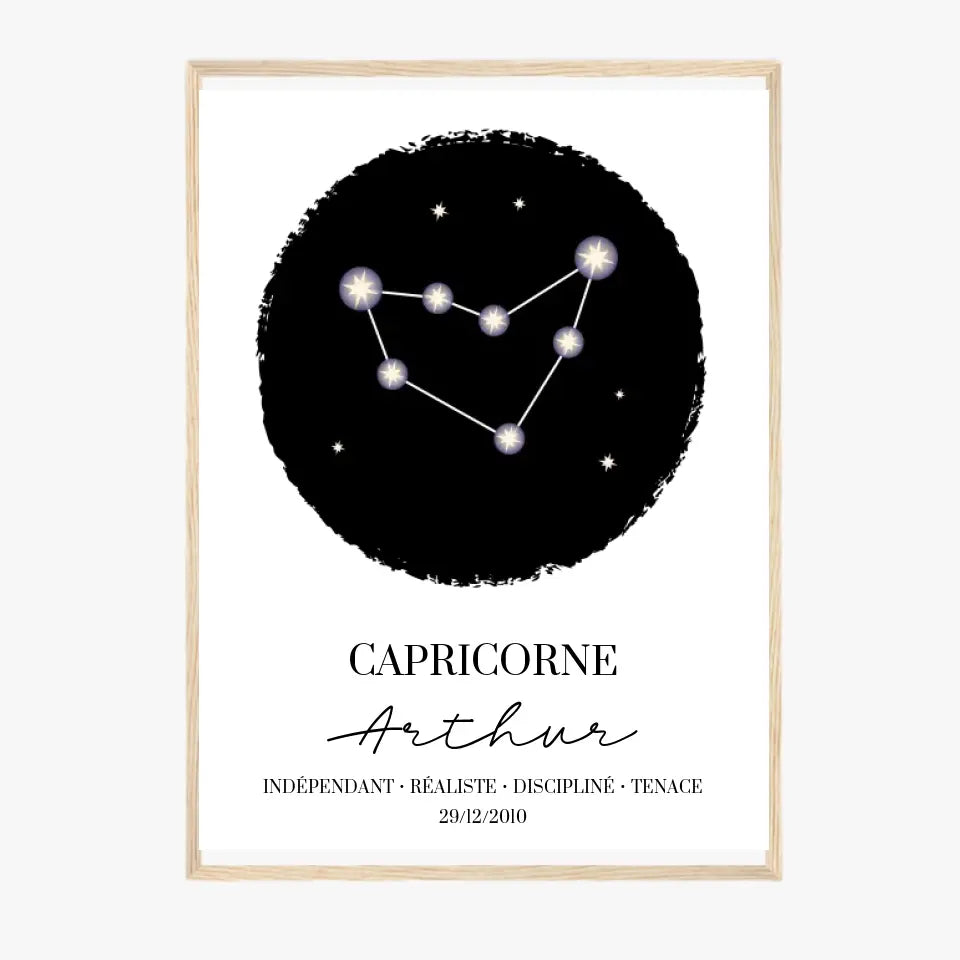 Tableau Personnalisé Signe Astrologique étoiles Capricorne