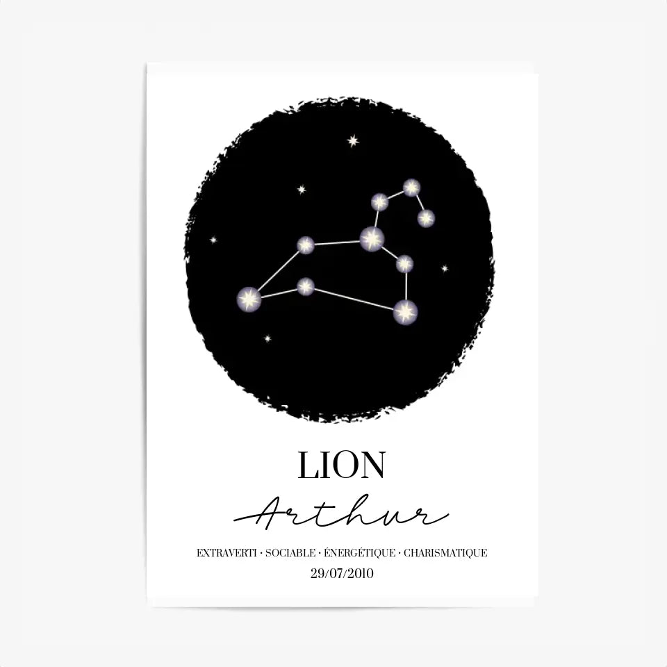 Tableau Personnalisé Signe Astrologique étoiles Lion