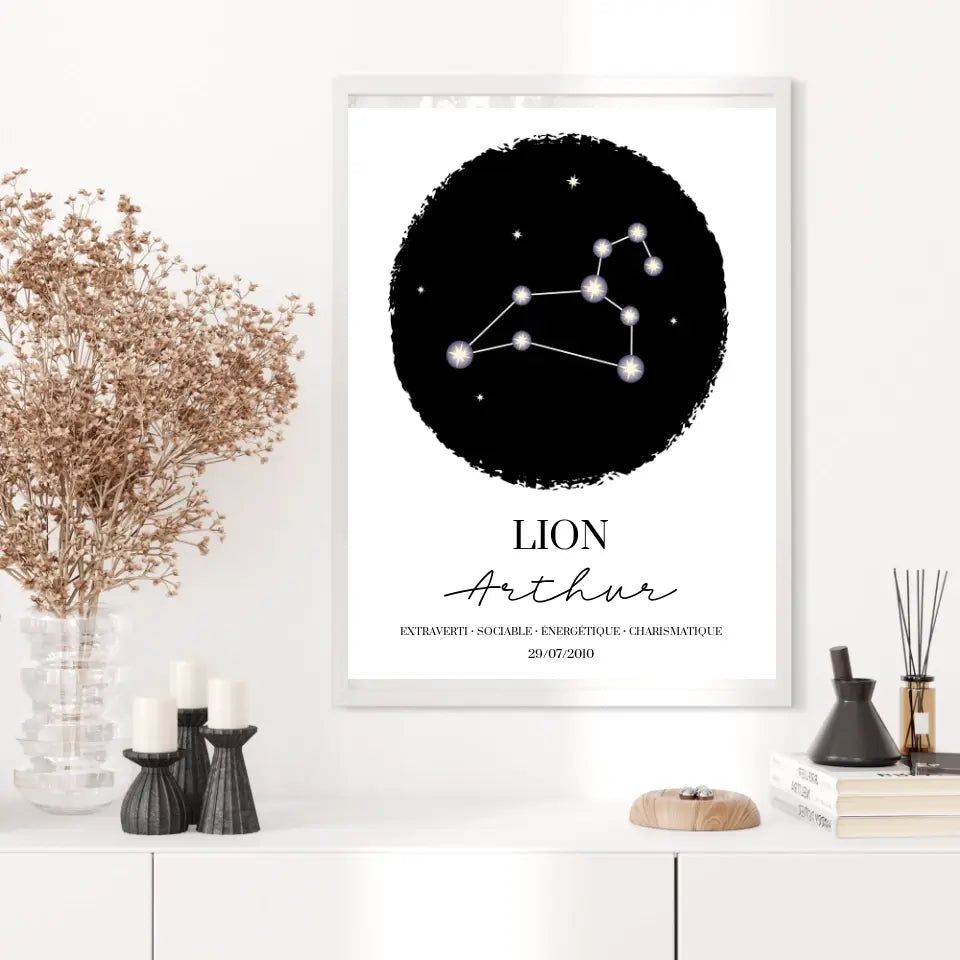 Tableau Personnalisé Signe Astrologique étoiles Lion