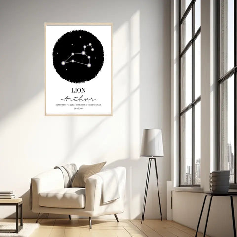 Tableau Personnalisé Signe Astrologique étoiles Lion