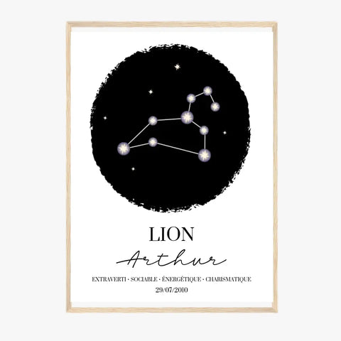 Tableau Personnalisé Signe Astrologique étoiles Lion