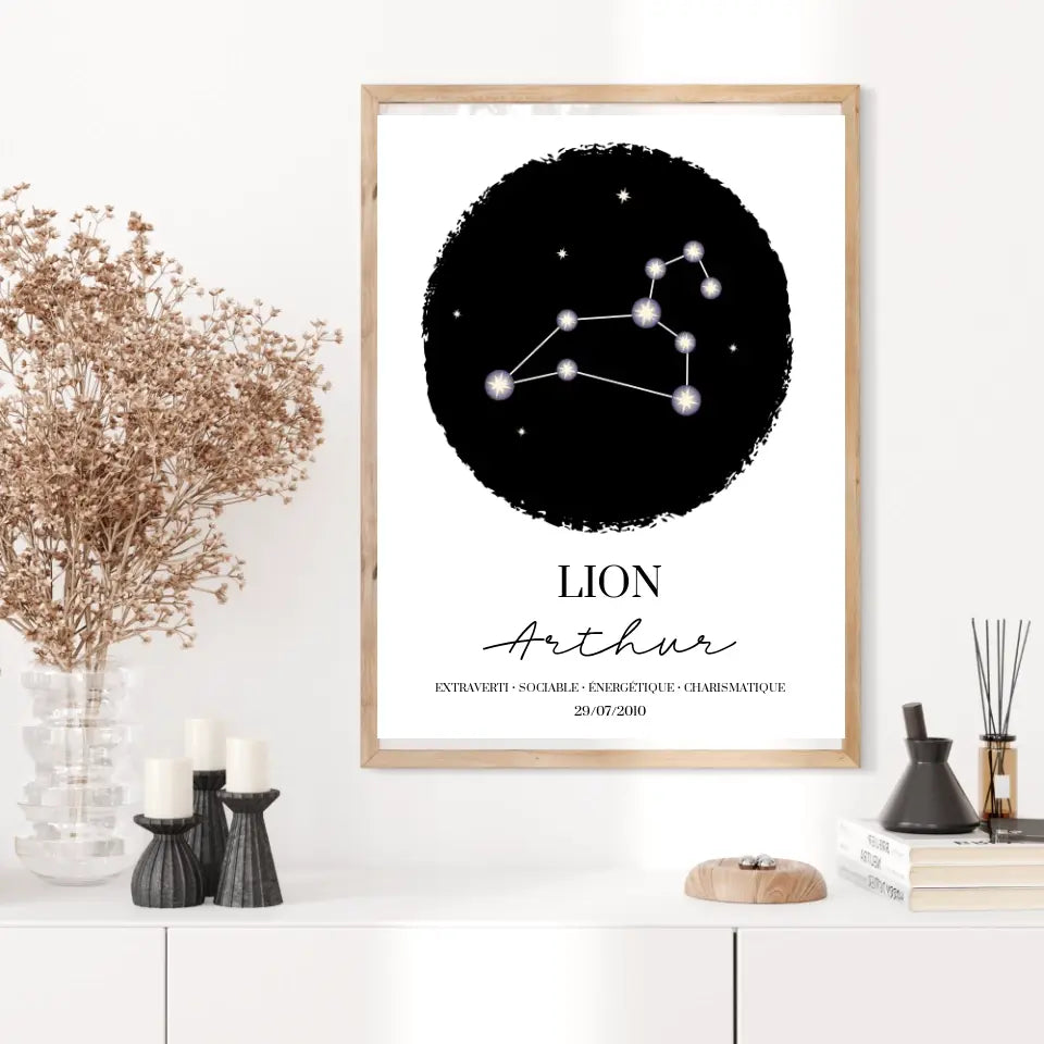 Tableau Personnalisé Signe Astrologique étoiles Lion