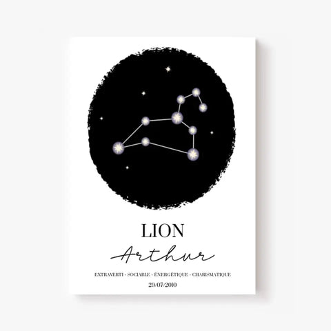 Tableau Personnalisé Signe Astrologique étoiles Lion