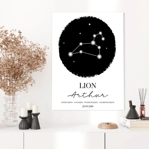 Tableau Personnalisé Signe Astrologique étoiles Lion