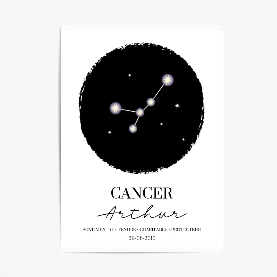 Tableau Personnalisé Signe Astrologique étoiles Cancer