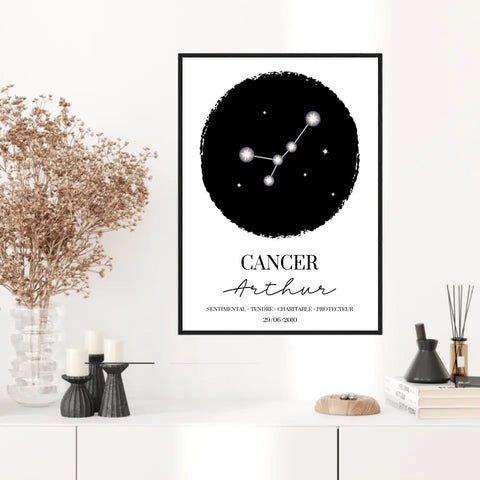Tableau Personnalisé Signe Astrologique étoiles Cancer