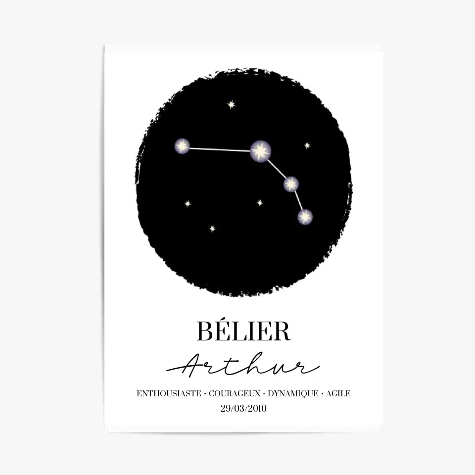 Tableau Personnalisé Signe Astrologique étoiles Belier